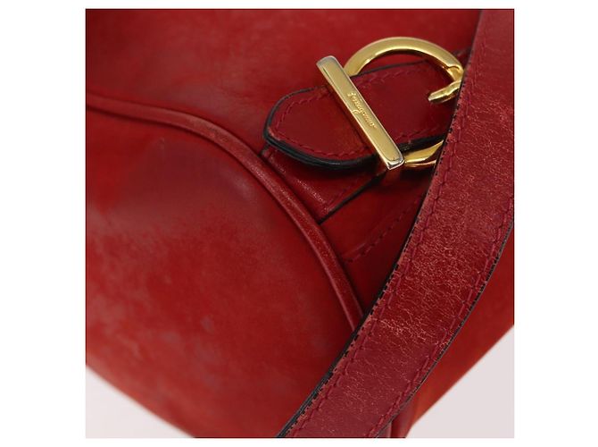 Zaino Salvatore Ferragamo in suede rosso e oro Auth BA6583 D'oro - vista 9