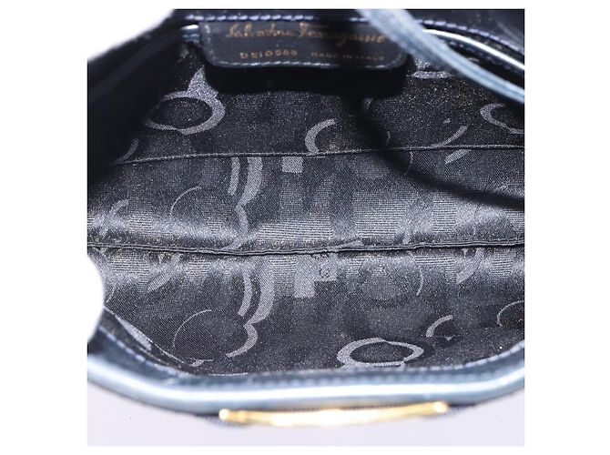 Borsa a Spalla Salvatore Ferragamo Vala in Pelle Blu Navy Oro Auth 148321 D'oro - vista 11