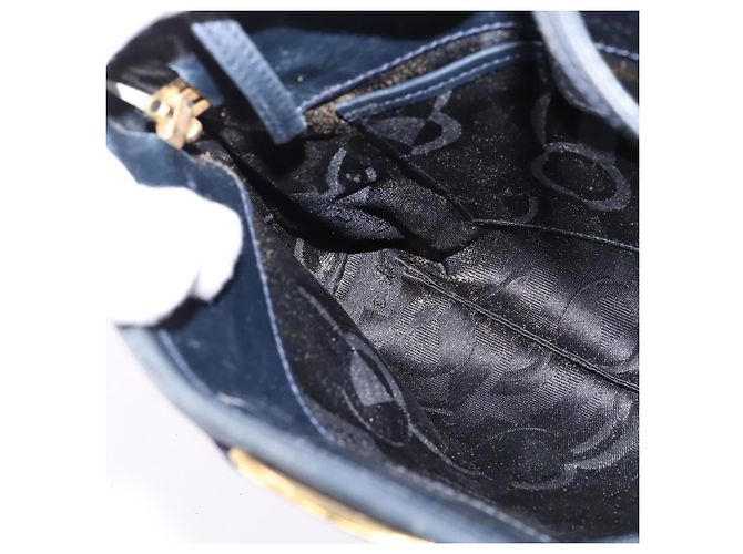 Borsa a Spalla Salvatore Ferragamo Vala in Pelle Blu Navy Oro Auth 148321 D'oro - vista 18