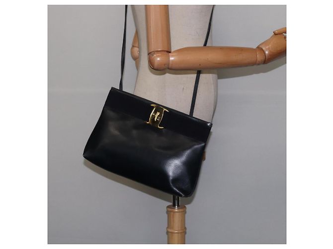 Borsa a Spalla Salvatore Ferragamo Vala in Pelle Blu Navy Oro Auth 148321 D'oro - vista 20