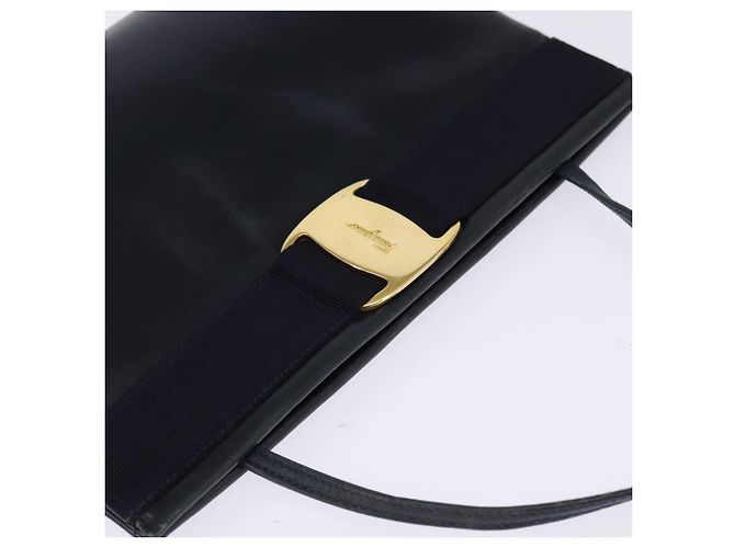Borsa a Spalla Salvatore Ferragamo Vala in Pelle Blu Navy Oro Auth 148321 D'oro - vista 6