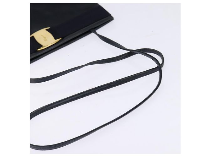 Borsa a Spalla Salvatore Ferragamo Vala in Pelle Blu Navy Oro Auth 148321 D'oro - vista 7