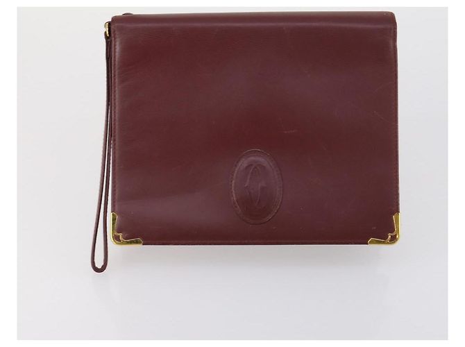 CARTIER Borsa Clutch Must Line in Pelle 3 Pezzi Bordeaux Auth ki6176 Bordò - vista 14