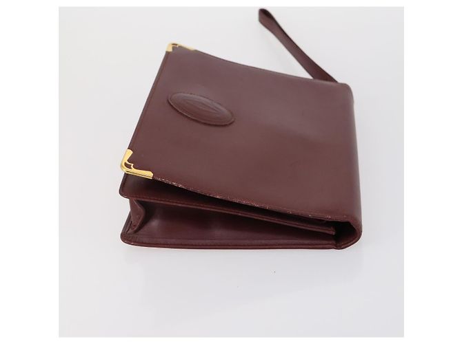 CARTIER Borsa Clutch Must Line in Pelle 3 Pezzi Bordeaux Auth ki6176 Bordò - vista 16