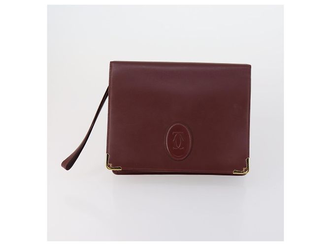 CARTIER Borsa Clutch Must Line in Pelle 3 Pezzi Bordeaux Auth ki6176 Bordò - vista 2