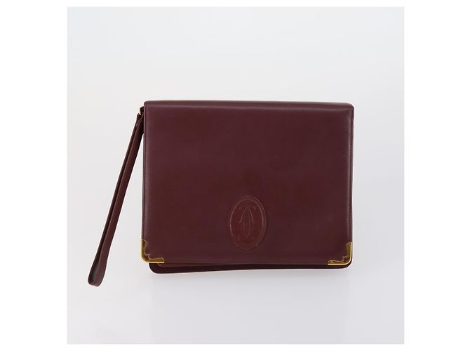 CARTIER Borsa Clutch Must Line in Pelle 3 Pezzi Bordeaux Auth ki6176 Bordò - vista 8