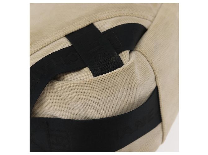 Borsa a Spalla CHANEL Sports COCO Mark Canvas Beige Argento CC Auth 146878 - vista 16