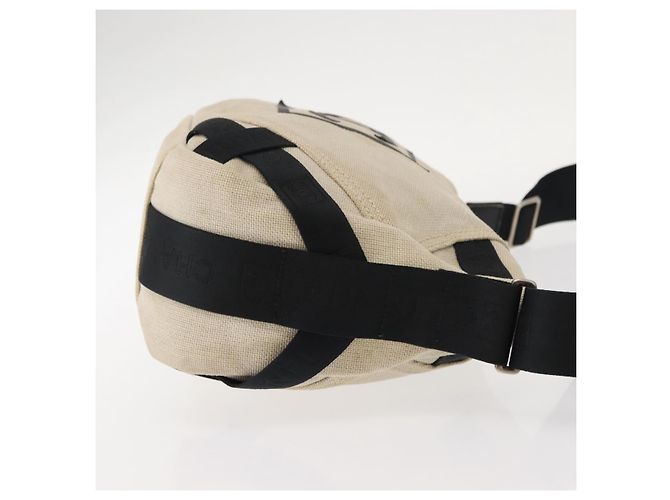 Borsa a Spalla CHANEL Sports COCO Mark Canvas Beige Argento CC Auth 146878 - vista 3
