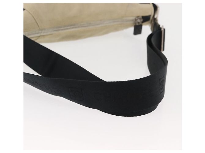 Borsa a Spalla CHANEL Sports COCO Mark Canvas Beige Argento CC Auth 146878 - vista 7