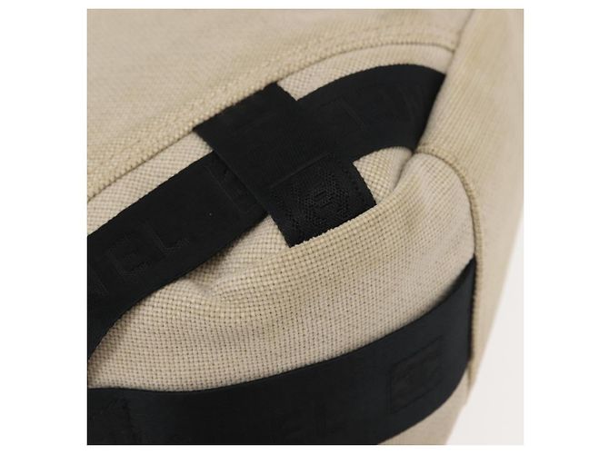 Borsa a Spalla CHANEL Sports COCO Mark Canvas Beige Argento CC Auth 146878 - vista 8