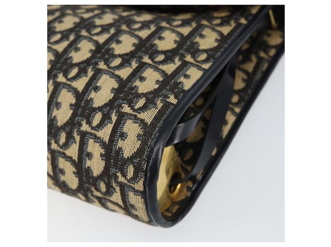 Borsa a Spalla in Tela Trotter Christian Dior Blu Navy Oro Auth 153965 D'oro - vista 10