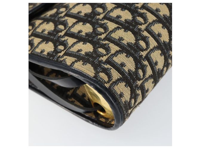 Borsa a Spalla in Tela Trotter Christian Dior Blu Navy Oro Auth 153965 D'oro - vista 11