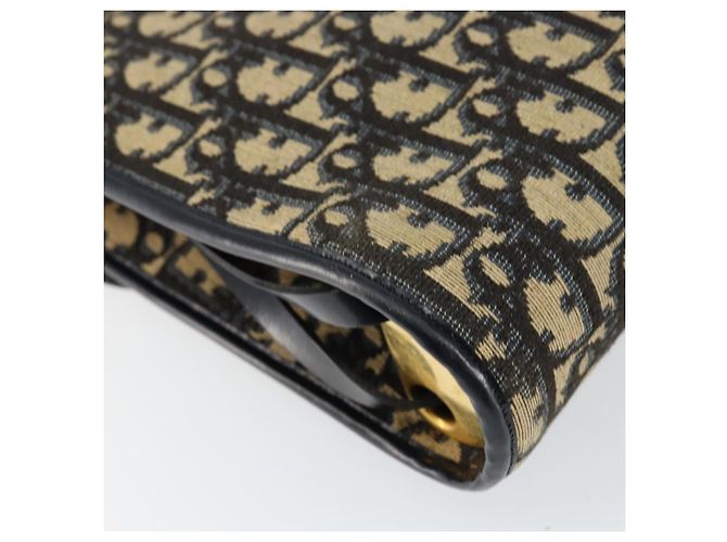 Borsa a Spalla in Tela Trotter Christian Dior Blu Navy Oro Auth 153965 D'oro - vista 13