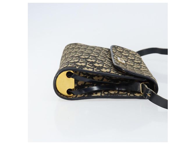 Borsa a Spalla in Tela Trotter Christian Dior Blu Navy Oro Auth 153965 D'oro - vista 4