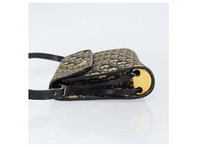 Borsa a Spalla in Tela Trotter Christian Dior Blu Navy Oro Auth 153965 D'oro - vista 5