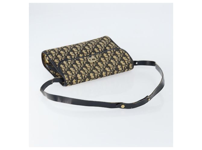 Borsa a Spalla in Tela Trotter Christian Dior Blu Navy Oro Auth 153965 D'oro - vista 7