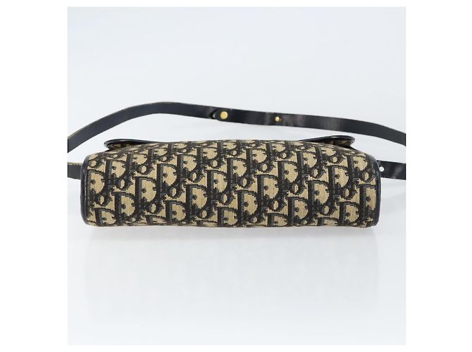 Borsa a Spalla in Tela Trotter Christian Dior Blu Navy Oro Auth 153965 D'oro - vista 9