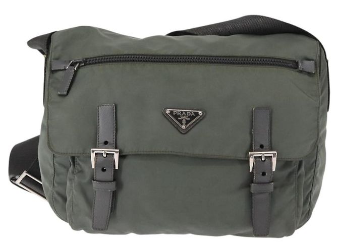 Bolsa de Ombro PRADA em Nylon Caqui Auth ki6015 - vista 13