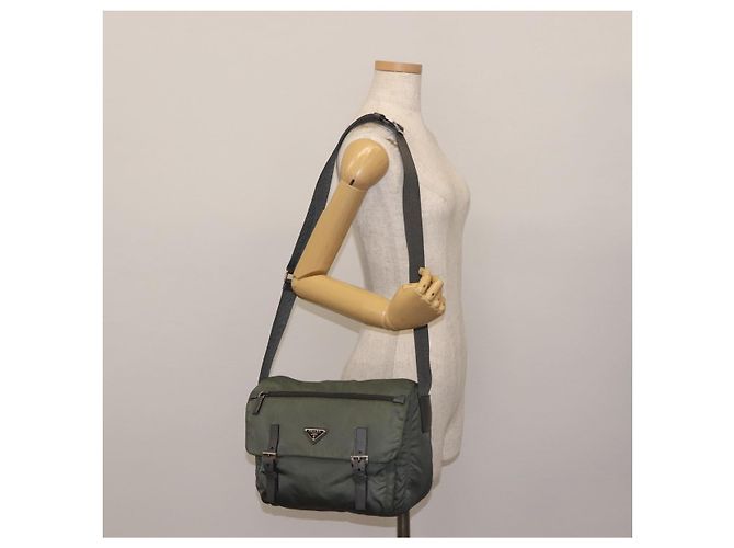 Bolsa de Ombro PRADA em Nylon Caqui Auth ki6015 - vista 28