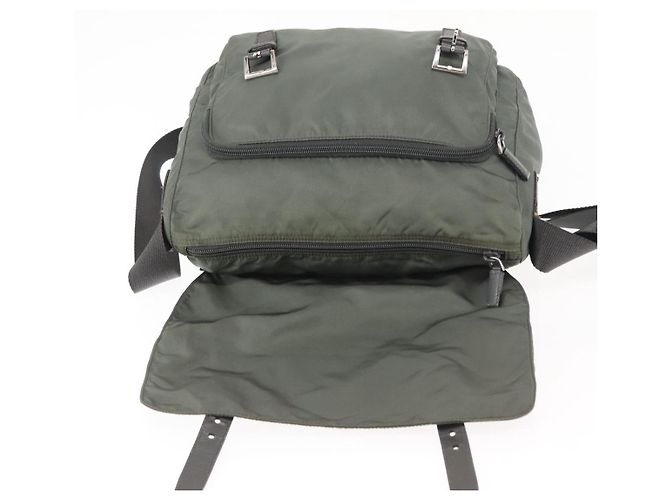 Bolsa de Ombro PRADA em Nylon Caqui Auth ki6015 - vista 8