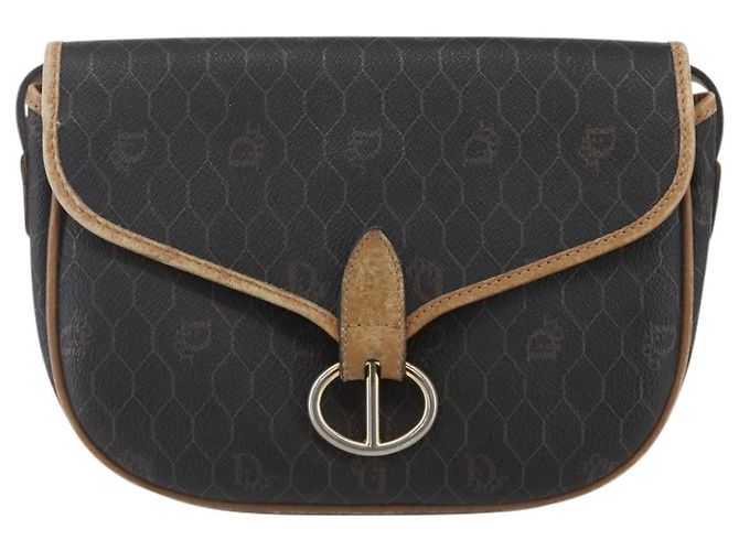 Borsa a spalla in tela a nido d'ape PVC nera e dorata Christian Dior Auth 151749 - vista 2
