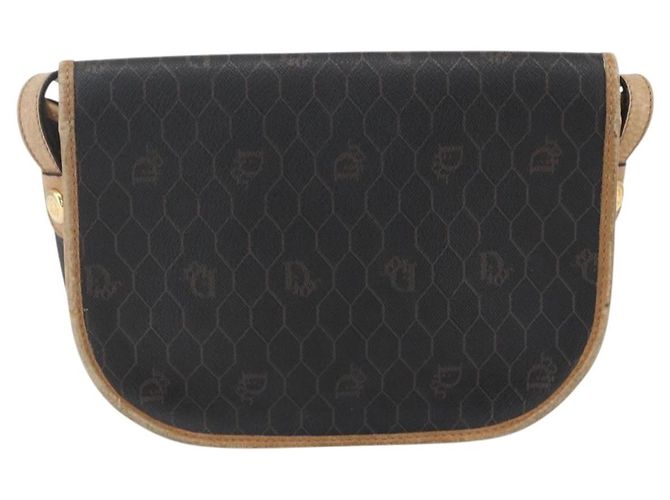 Borsa a spalla in tela a nido d'ape PVC nera e dorata Christian Dior Auth 151749 - vista 3
