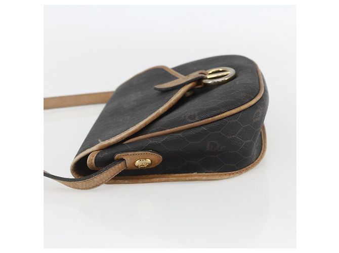 Borsa a spalla in tela a nido d'ape PVC nera e dorata Christian Dior Auth 151749 - vista 4
