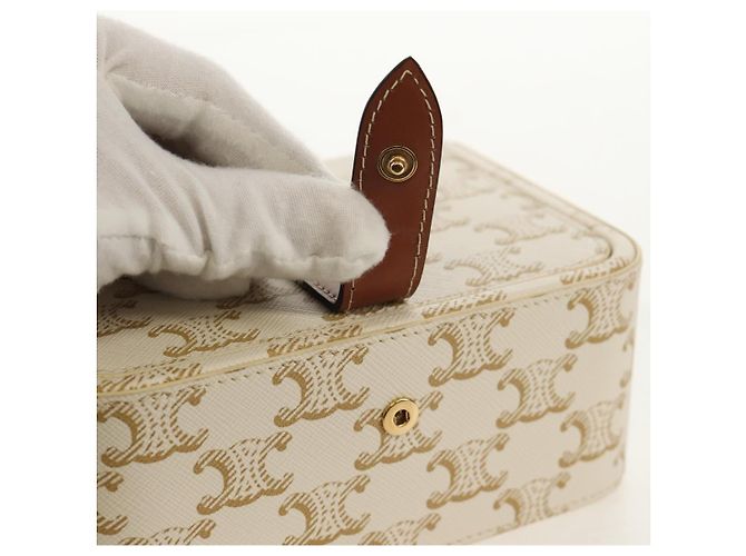 Céline CELINE Triomphe Canvas Große Schmuckbox PVC Weiß 4M0382DIU Auth 154934SM - Ansicht 14