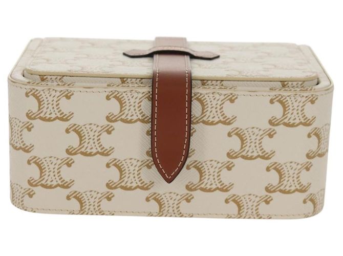 Céline CELINE Triomphe Canvas Große Schmuckbox PVC Weiß 4M0382DIU Auth 154934SM - Ansicht 2
