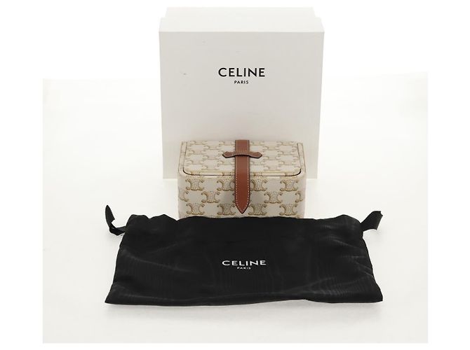 Céline CELINE Triomphe Canvas Große Schmuckbox PVC Weiß 4M0382DIU Auth 154934SM - Ansicht 28