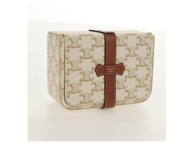 Céline CELINE Triomphe Canvas Große Schmuckbox PVC Weiß 4M0382DIU Auth 154934SM - Ansicht 6