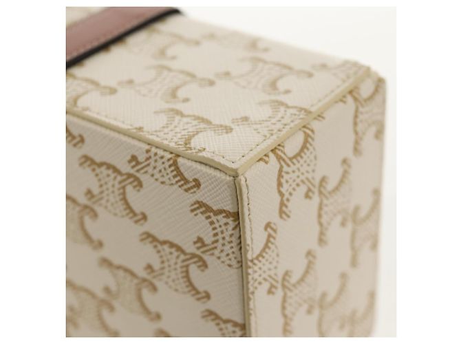 Céline CELINE Triomphe Canvas Große Schmuckbox PVC Weiß 4M0382DIU Auth 154934SM - Ansicht 9