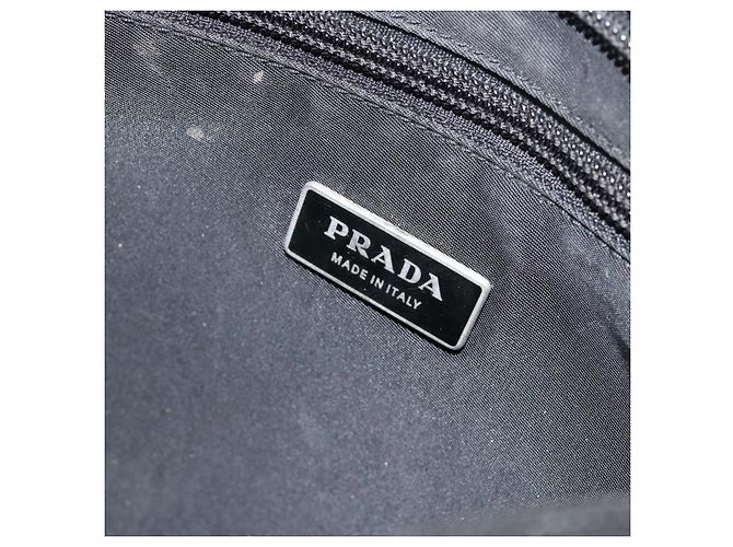 PRADA Borsa a mano in nylon nero argento autentica 153120 - vista 16