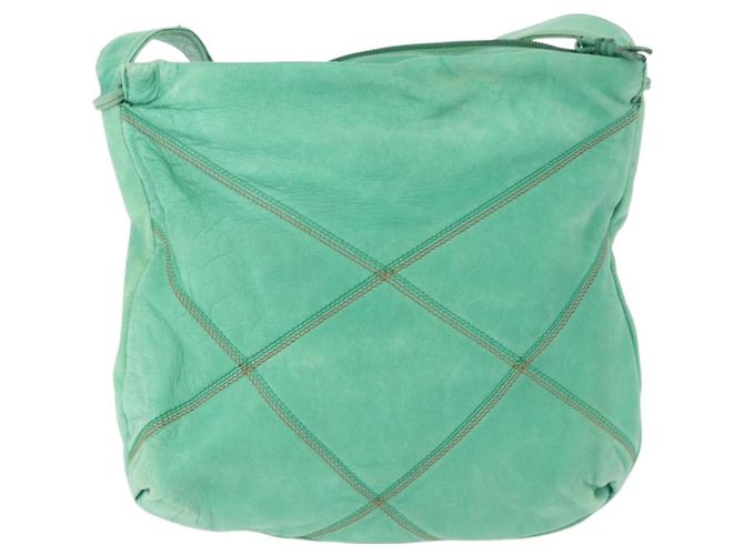 Bolso de Hombro de Cuero Verde LOEWE Auth mr1587 - vista 2