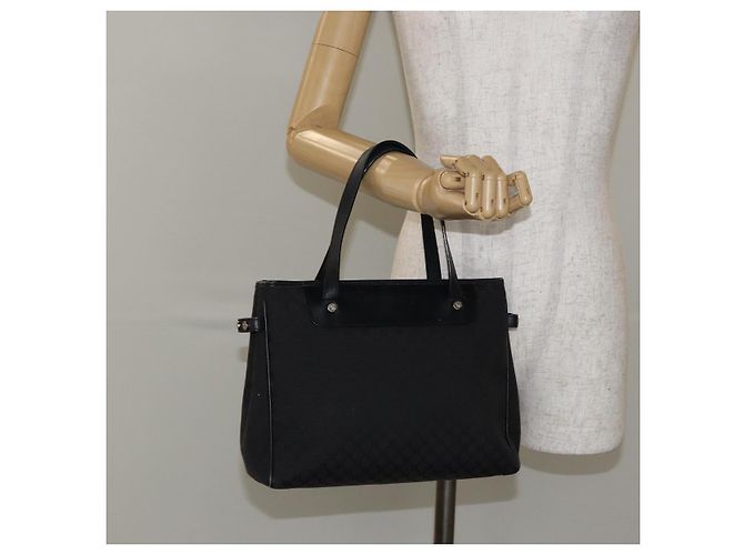 Céline Borsa a mano in tela Macadam CELINE Nero Argento Auth ep11378 - vista 24