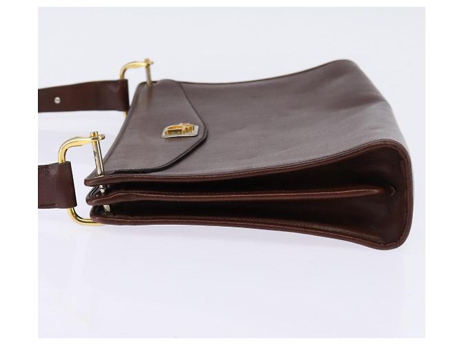 Borsa a Spalla Christian Dior in Pelle Marrone Oro Auth bs30166 D'oro - vista 3
