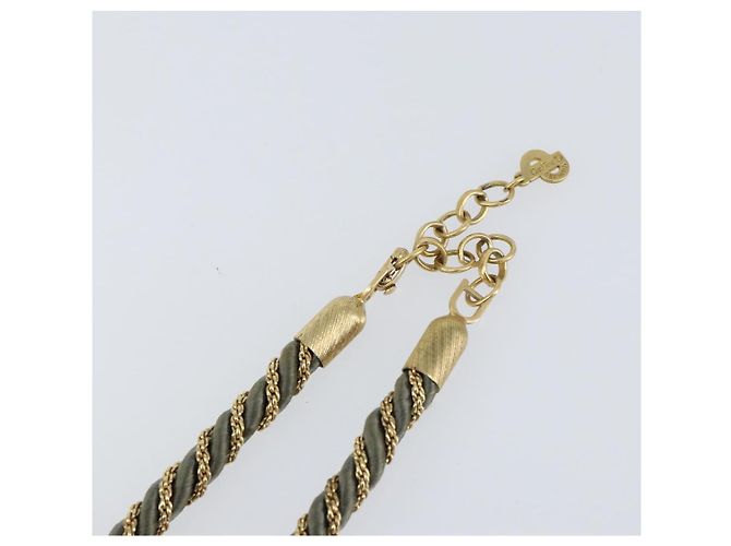 Christian Dior Halskette Metall Grau Gold Auth am9878 Braun Golden - Ansicht 10