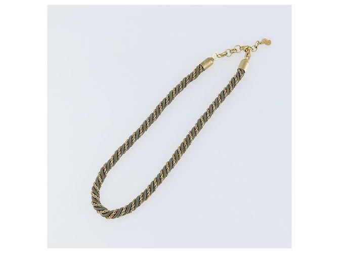 Christian Dior Halskette Metall Grau Gold Auth am9878 Braun Golden - Ansicht 2