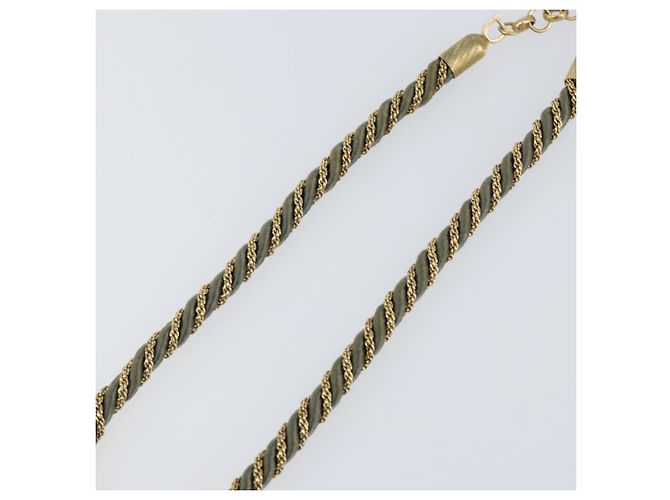 Christian Dior Halskette Metall Grau Gold Auth am9878 Braun Golden - Ansicht 4