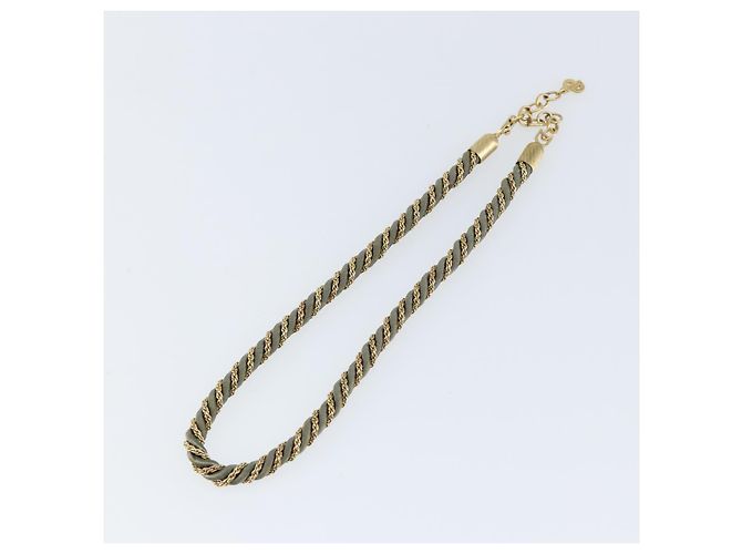 Christian Dior Halskette Metall Grau Gold Auth am9878 Braun Golden - Ansicht 7