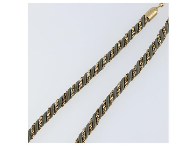 Christian Dior Halskette Metall Grau Gold Auth am9878 Braun Golden - Ansicht 9