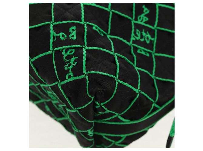 Autre Marque BOTTEGA VENETA Borsa a Mano in Tela 2 in 1 Verde Nero Argento Auth mr1618M - vista 16