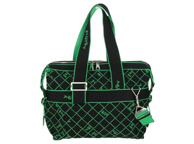 Autre Marque BOTTEGA VENETA Borsa a Mano in Tela 2 in 1 Verde Nero Argento Auth mr1618M - vista 2