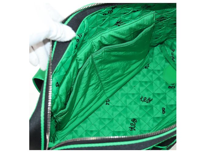 Autre Marque BOTTEGA VENETA Borsa a Mano in Tela 2 in 1 Verde Nero Argento Auth mr1618M - vista 23