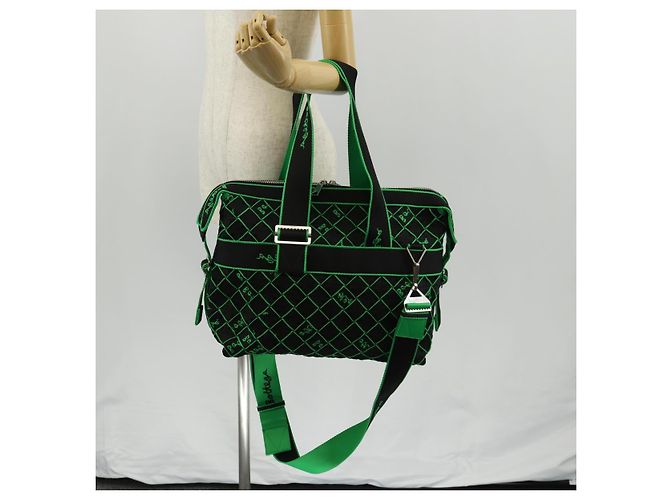 Autre Marque BOTTEGA VENETA Borsa a Mano in Tela 2 in 1 Verde Nero Argento Auth mr1618M - vista 30