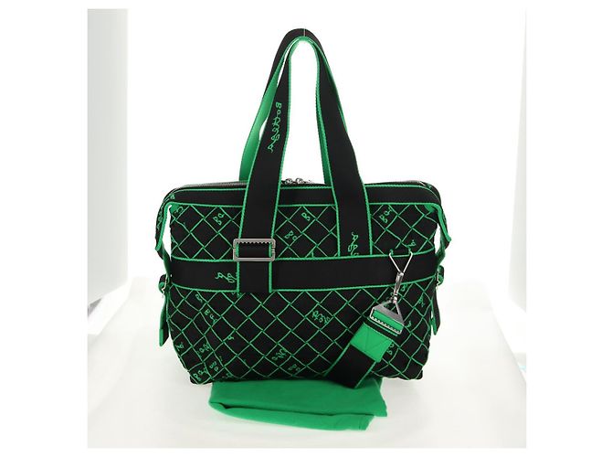 Autre Marque BOTTEGA VENETA Borsa a Mano in Tela 2 in 1 Verde Nero Argento Auth mr1618M - vista 31
