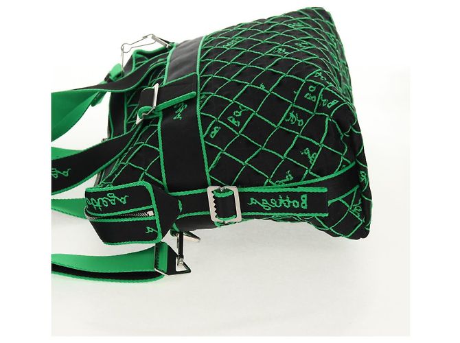 Autre Marque BOTTEGA VENETA Borsa a Mano in Tela 2 in 1 Verde Nero Argento Auth mr1618M - vista 4