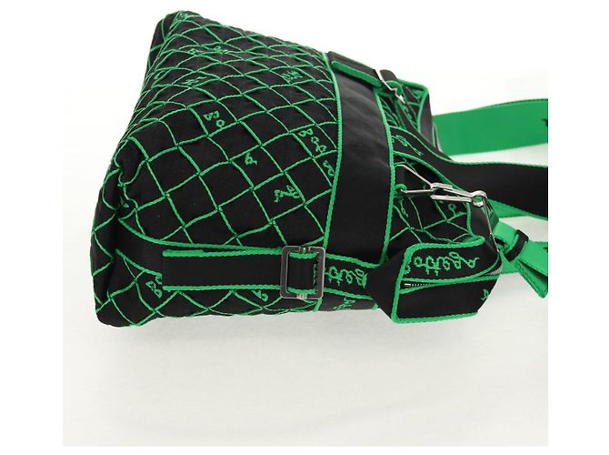 Autre Marque BOTTEGA VENETA Borsa a Mano in Tela 2 in 1 Verde Nero Argento Auth mr1618M - vista 5
