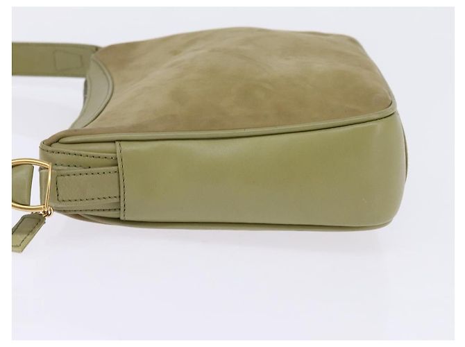 Borsa a Spalla GUCCI in Pelle Scamosciata Verde Oro Auth BA7108 D'oro - vista 3