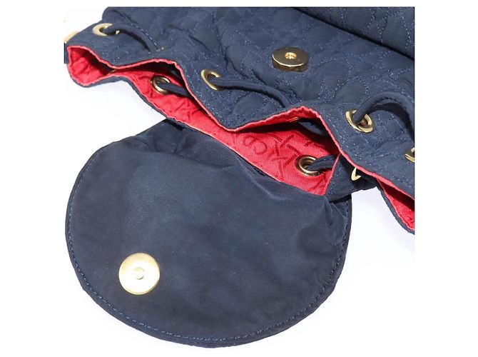 Zaino Canage in nylon blu navy e oro Auth 146576 di Christian Dior D'oro - vista 10